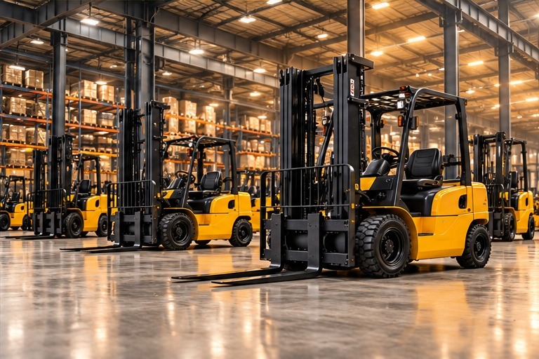 Forklift fleet in a warehouse