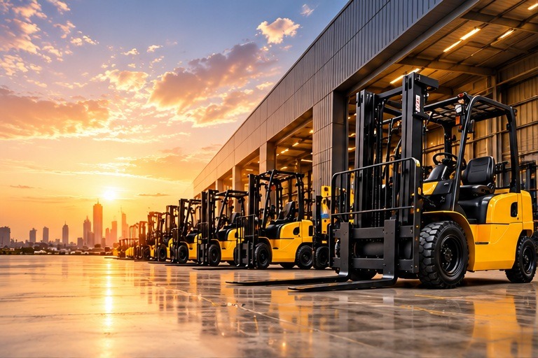 Forklift service work in a warehouse